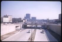 North and south lanes of the Hollywood Freeway, near Los Angeles Street off-ramp