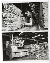 Views of lumber being hauled and planed in the Pickering Lumber Company