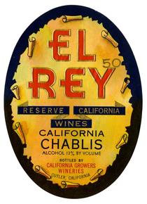 El Rey California Chablis, California Growers Wineries, Cutler