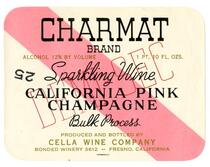 Charmat Brand California pink Champagne, Cella Wine Company, Fresno