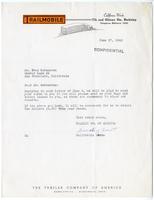 Letter from Dorothy Ault, California Works, Trailer Company of America, to Fred Korematsu, June 17, 1942