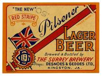 Red Stripe pilsener lager beer, The Surrey Brewery, Kingston, JA