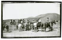 Men in corral at Rancho Santa Anita