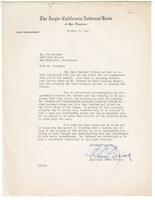 Letter from R. R. Zellick, Assistant Trust Officer, Anglo California National Bank of San Francisco, to Joseph R. Goodman, October 2, 1942